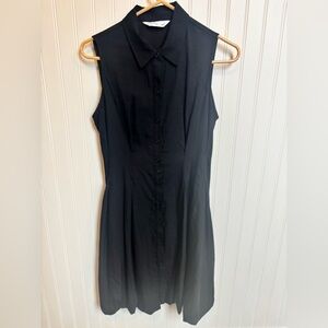 Nine West Black Sleeveless Button-Front Knee Length Dress